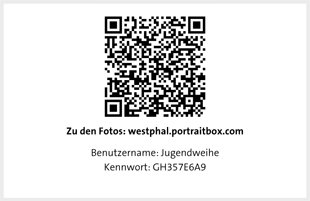QR-Code und Zugangsdaten zu den Fotos der Jugendweihe in Tessin 2016